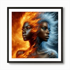 Two Women In Fire Art Print