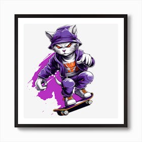 Cat Skateboarder 4 Art Print