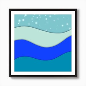 Blue And White Waves Art Print