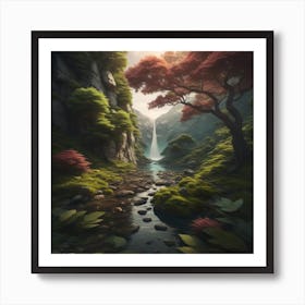 Waterfall In The Forest Art Print