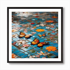 mosaic_floor_with_flowers 2 Art Print