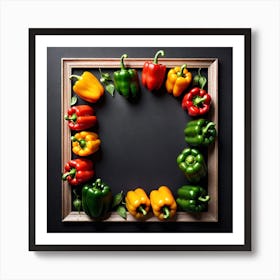 Colorful Peppers In A Frame 1 Art Print