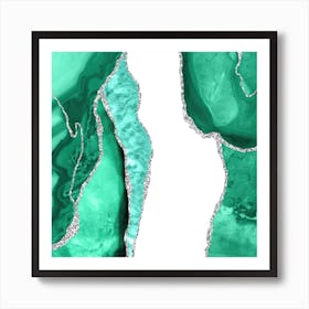 Seafoam & Silver Agate Texture 07 Art Print