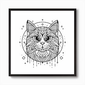 Cat Head In A Circle Art Print