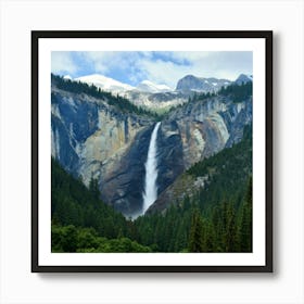 Waterfall In Yosemite National Park Art Print