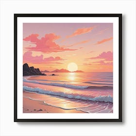 Ocean Sunset Beach Art Print (2) Art Print