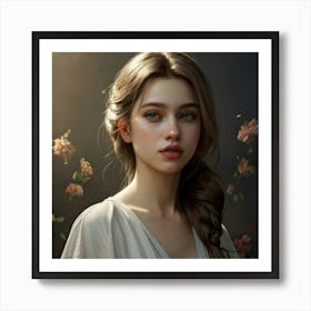 Girl With Flowers 5 Art Print