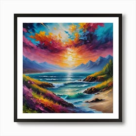 Sunset On The Beach living room and bedroom decor art painting Art Print