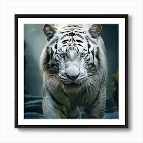 Majestic White Tiger in the Wild Art Print