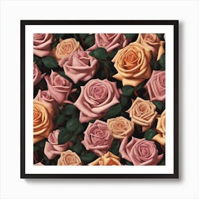 Roses Seamless Pattern 12 Art Print