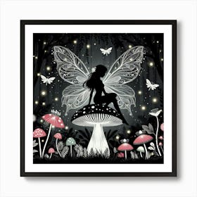 Fairy On A Mushroom Art Print