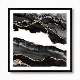 Black & Gold Agate Texture 06 Art Print