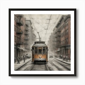 Boston Trolley art Art Print