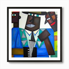 An Cubism Oil Of Rich And Poor People Art Print