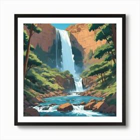 Waterfall scene Art Print