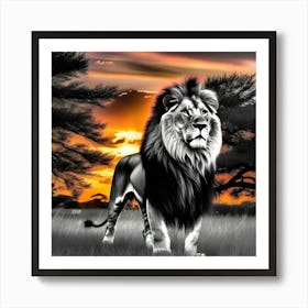 Lion At Sunset 20 Art Print