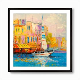 Sailboat at the pier Art Print