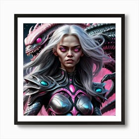 Pink girl Alien Art Print