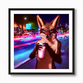 Foxes At Night Art Print