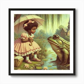 Frog And Girl Art Print