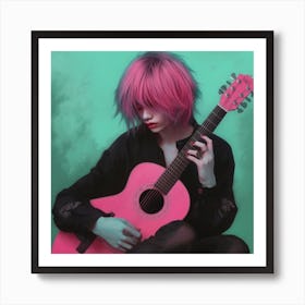 Pink Haired Girl Art Print