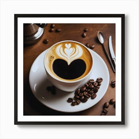 Coffee Cup With Heart 1 Art Print