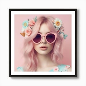 Beautiful Girl With Pink Hair Art Print