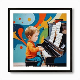 Boy Playing Piano Art Print