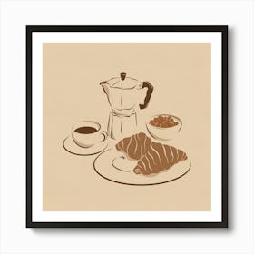Croissants and Coffee Art Print