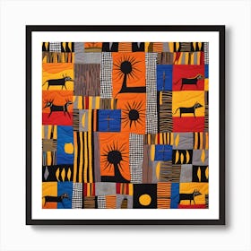 African Quilting Inspired Folk Art, 1226 Art Print