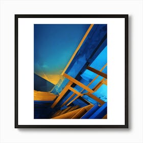 Abstract Blue And Yellow 1 Art Print