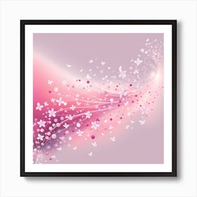 Pink Background With Butterflies VECTOR ART Art Print