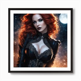 Gothic Redhead in Space 1 Art Print