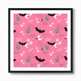 Black And White Pumpkin On Pink Art Print