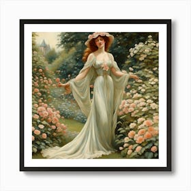 Lady In A Garden 1 Art Print