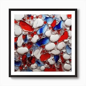 Red and blue and white glass Art Print