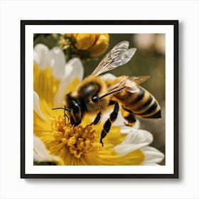 Bee On A Flower 8 Art Print