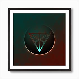 Geometric Neon Glyph on Jewel Tone Triangle Pattern 469 Art Print