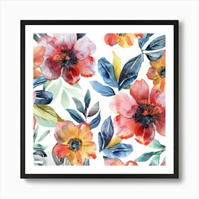 Watercolor Floral Pattern 3 Art Print