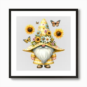 Watercolor Sunflower Gnomes 5 Affiche