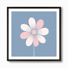 A White And Pink Flower In Minimalist Style Square Composition 367 Art Print