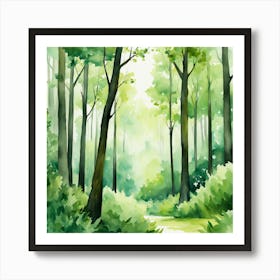 Watercolor Of A Forest 4 Art Print