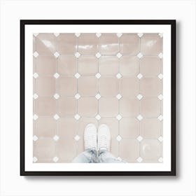 Person Standing On Tile Floor Art Print