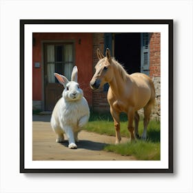 Horse And Rabbit Art Print