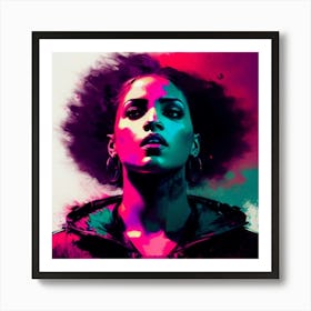 Woman With An Afro Art Print