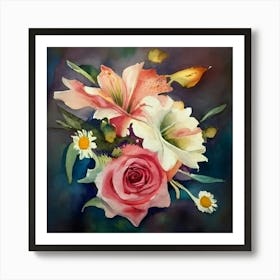 Bouquet Of Flowers Watercolor Art Print