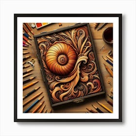 Intricate Nautilus Design on Canvas Art Print