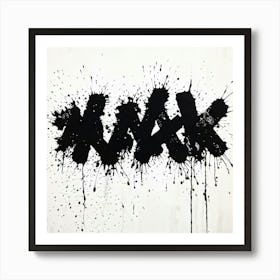 Charcoal Hand Splattering Black Ink Across A White Banner Creative Grunge Style Rough Brushstrokes (1) Art Print