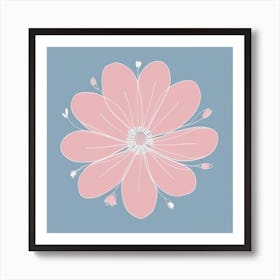 A White And Pink Flower In Minimalist Style Square Composition 307 Art Print