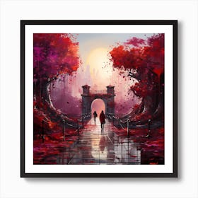 Romantic Walk In The Park Art Print